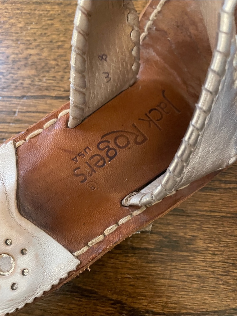 Jack Rogers Silver Metallic Leather Thong Sandals - Picture 4 of 4